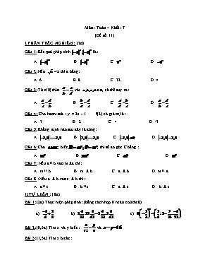 Đề kiểm tra môn Toán Lớp 7 - Đề số 11